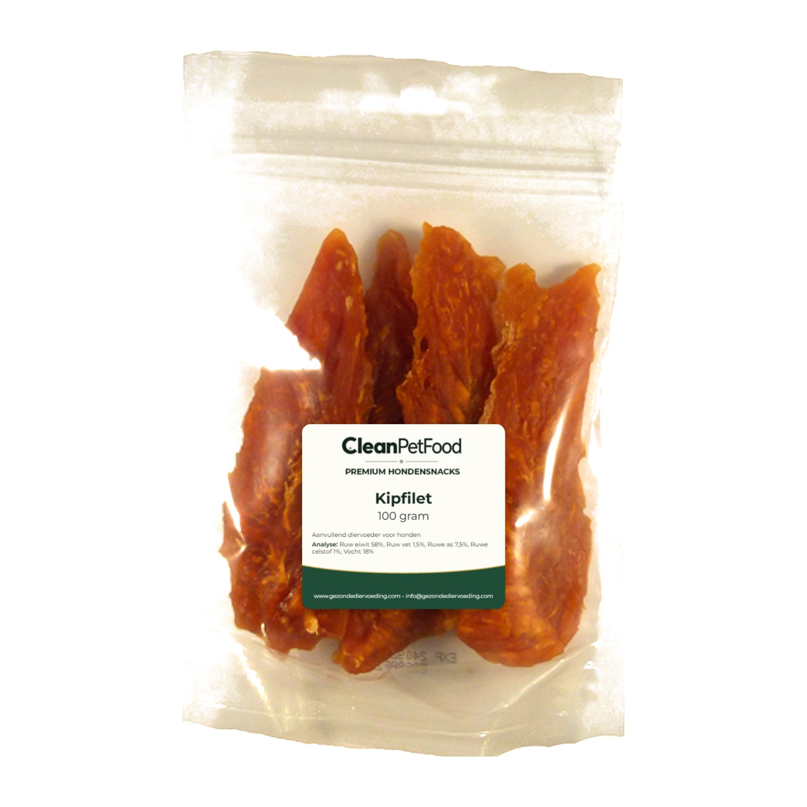 CleanPetFood Kipfilet hondensnack, 100 gram