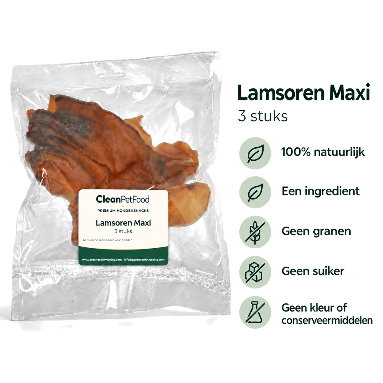 CleanPetFood Lamsoren Maxi hondensnack, 3 stuks